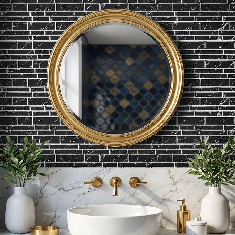 20Pcs Self-Adhesive Wall Tile Stickers, Black