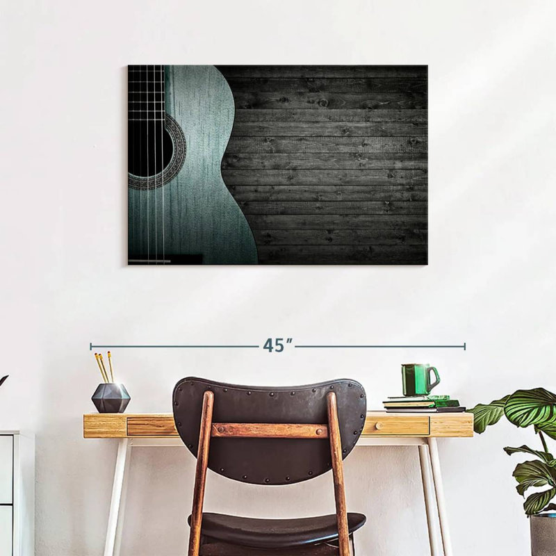 Abarca Vignette, guitare bleue, H 24 po x l 36 po
