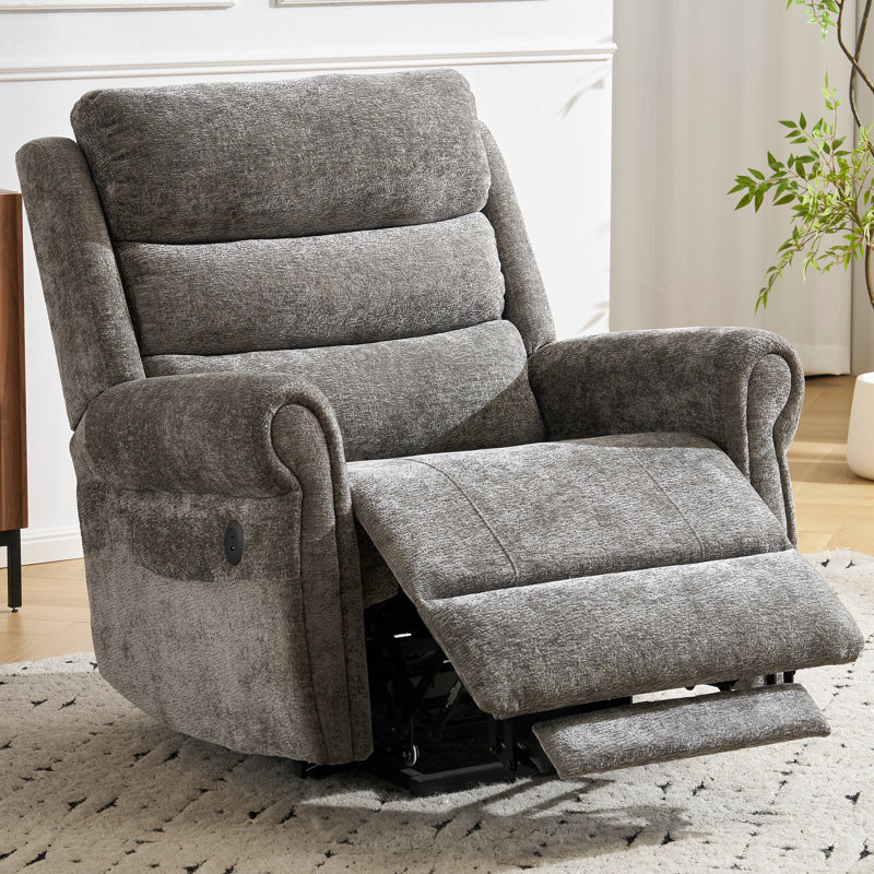 Fauteuil releveur électrique Grace pour personnes âgées avec massage et chauffage, position allongée pour personnes de grande taille, gris