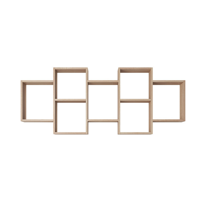 Wallaston 7 Piece Cube Shelf with Hooks, Brown