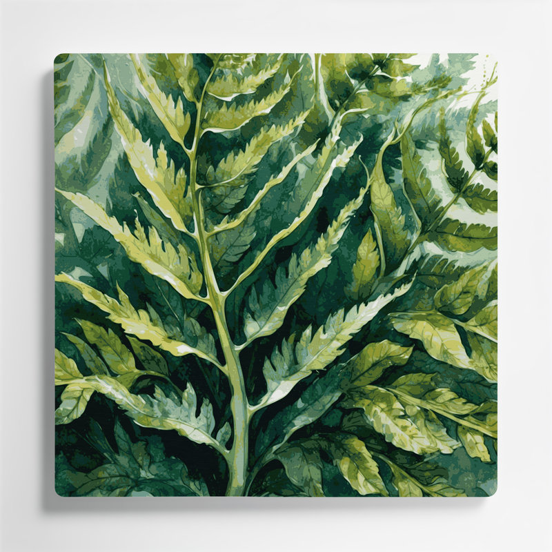 Art mural en métal Botanical Sensitive Fern, H 384 po x l 384 po x P 0,05 po