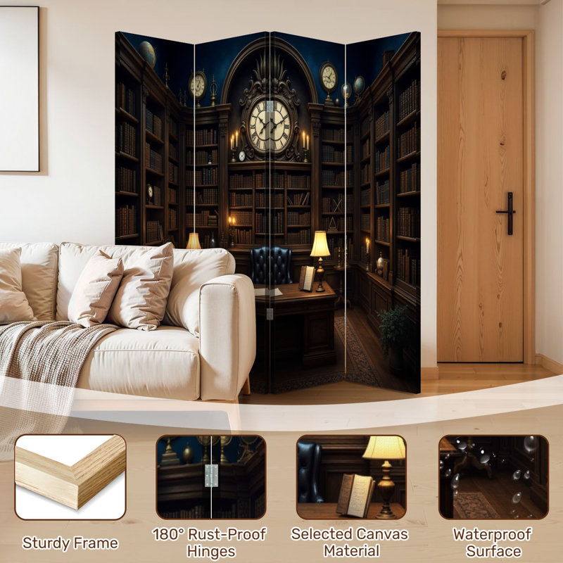 Paravent 4 panneaux pliable Royal Bookworm, Couleur 6