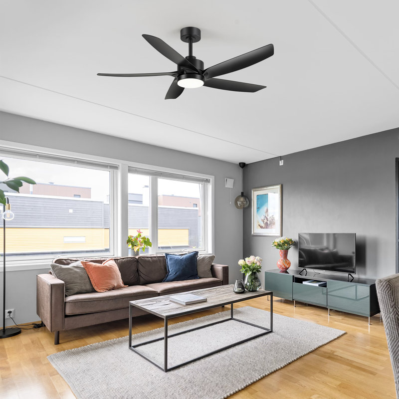 54" Ceiling Fans With Lights, Modern Ceiling Fan With Remote, Farmhouse Indoor Ceiling Fan With Blades, Quiet & Strong Motor With Bright LED Light