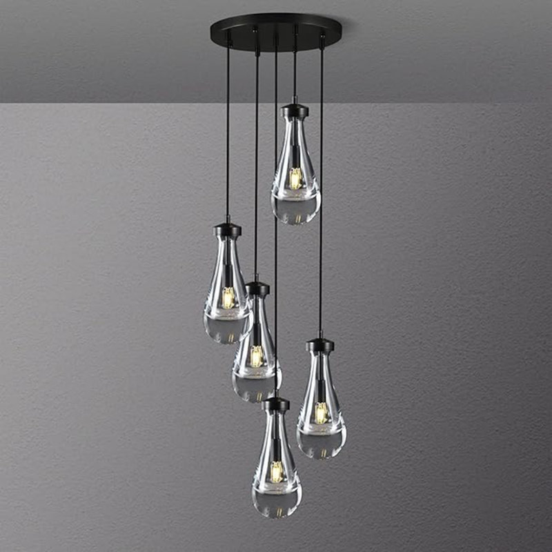 Luminaire suspendu Cluster, H 113,2 po x l 13,8 po x P 13,8 po, Six lumières, Noir