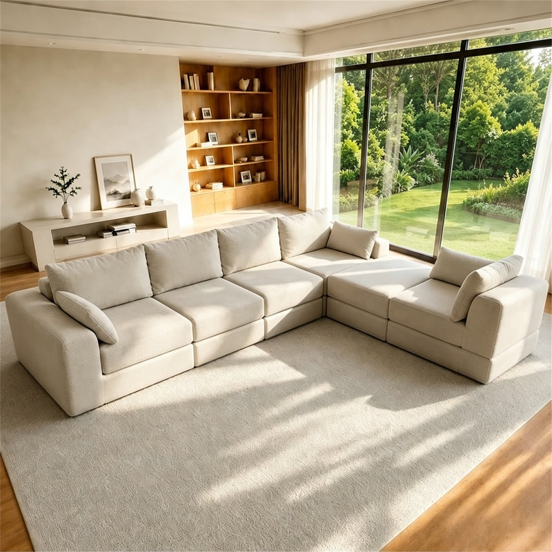 Ensemble de canapé modulaire en L, Camel Corduroy
