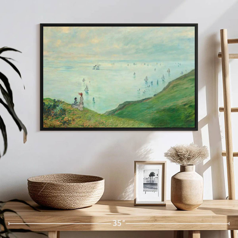 Falaises de Pourville, 1882, 25 po x 17 po, Cadre flottant noir