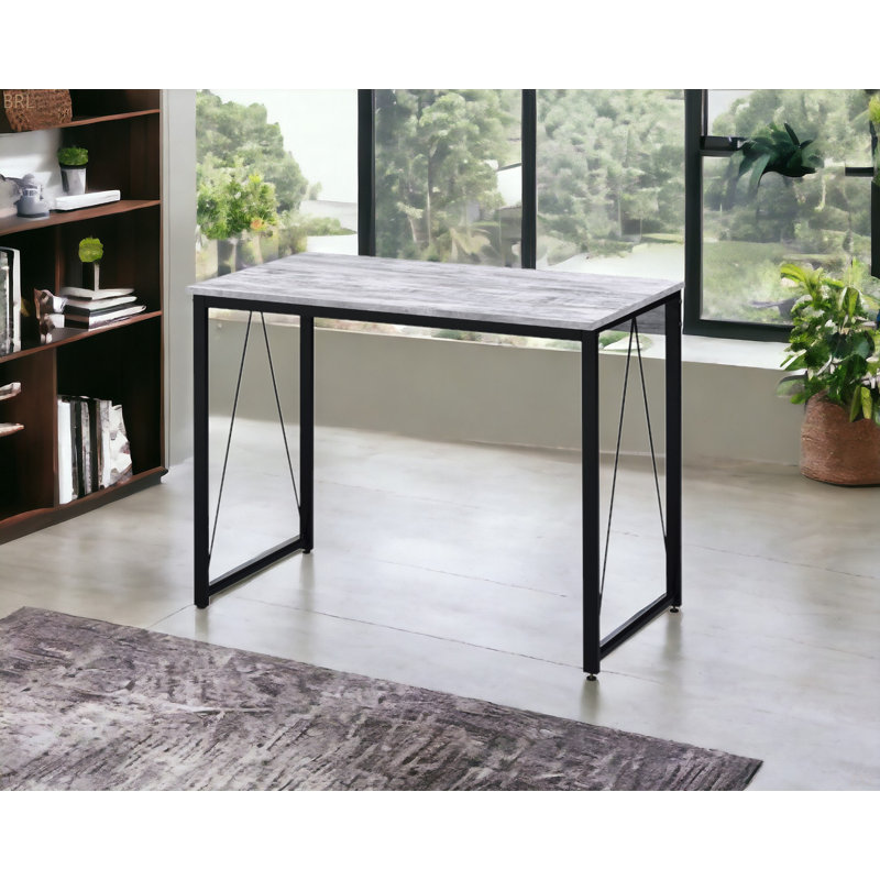 Bureau d'écriture rectangulaire avec base en métal, H 28 po x l 35 po x P 18 po, Grey Duplicate