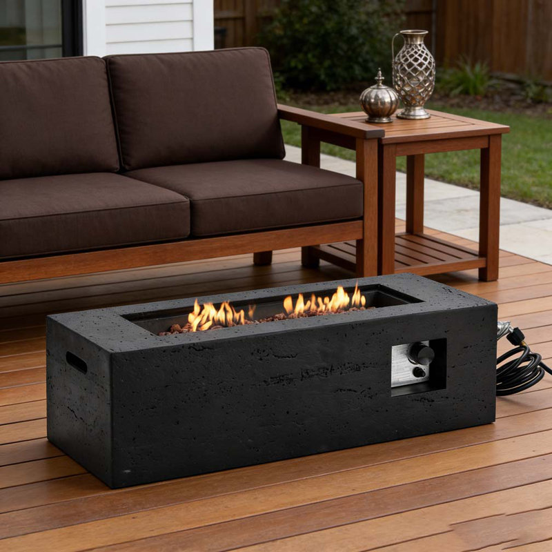 Foyer d'extérieur extérieur au propane rectangulaire, Noir