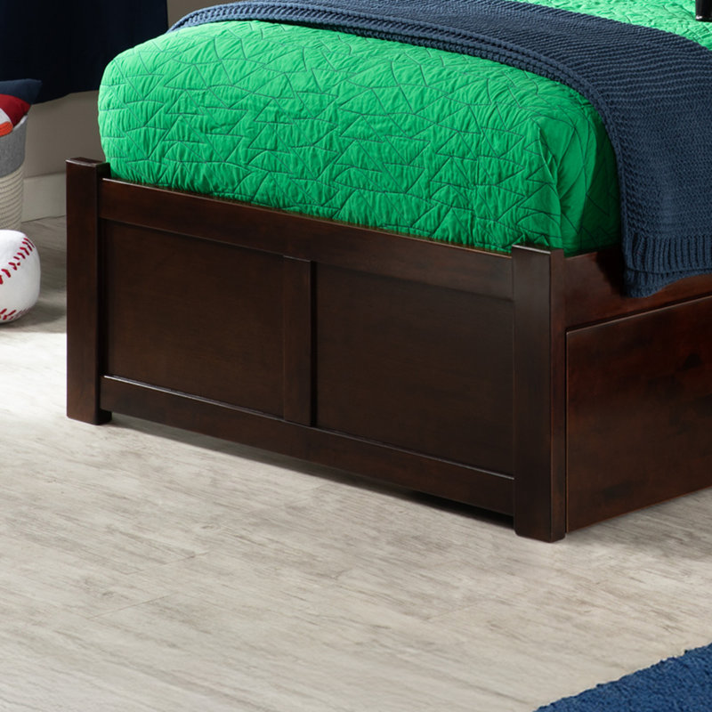 Cullers Solid Wood Platform Bed with Panel Footboard & Storage Drawers, Walnut