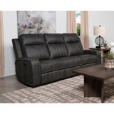 Nova Upholstered Padded Arm Reclining Sofa Dark Grey