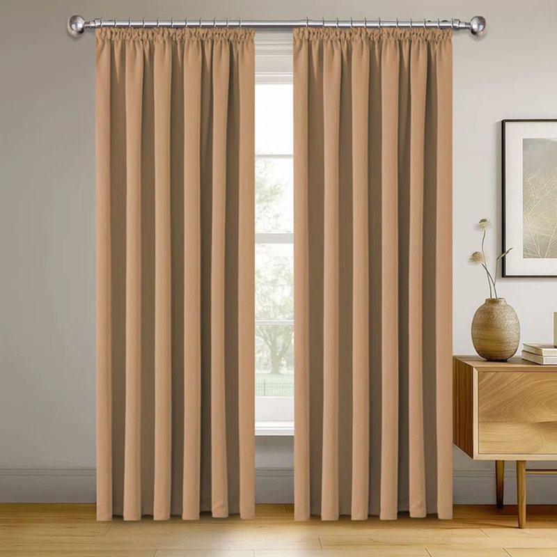 Blackout Curtain Pair, Beige, 117cm Width x 137cm Drop