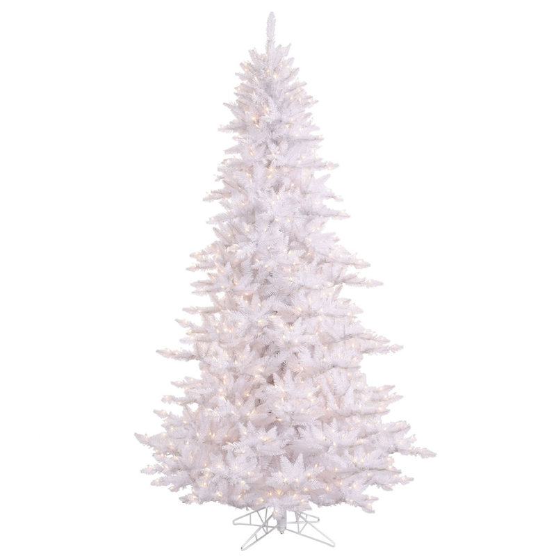 Vickerman 10' White Fir Artificial Christmas Tree, Warm White Dura-lit LED Lights, 4.5' H x 2.83' W x 2.83' D
