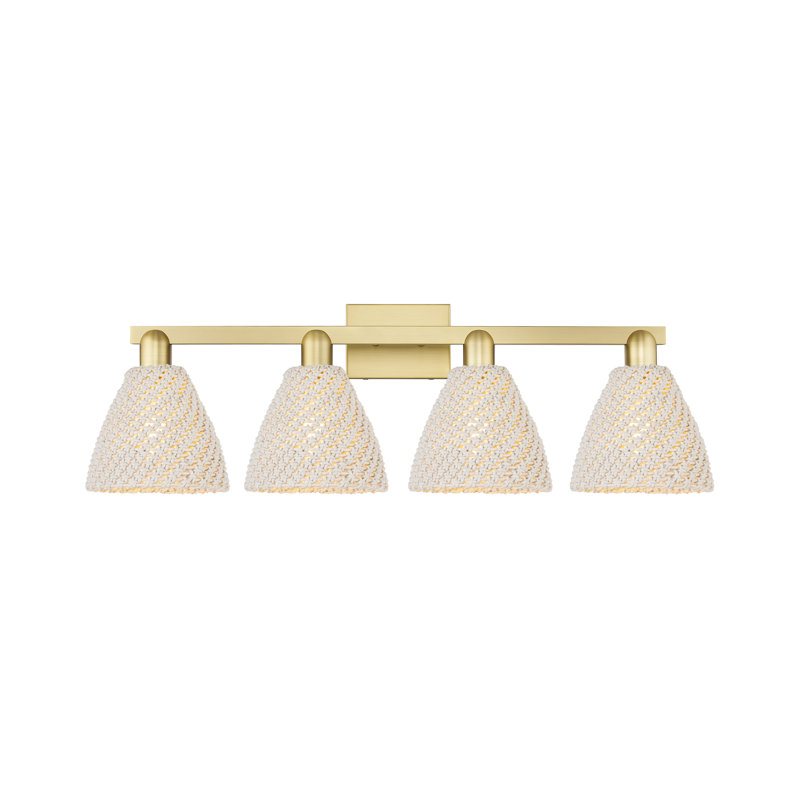 Éclairage pour meuble-lavabo avec abat-jour en fibres naturelles Ciesla, H 11,25 po x l 36 po x P 8,25 po, Or satiné