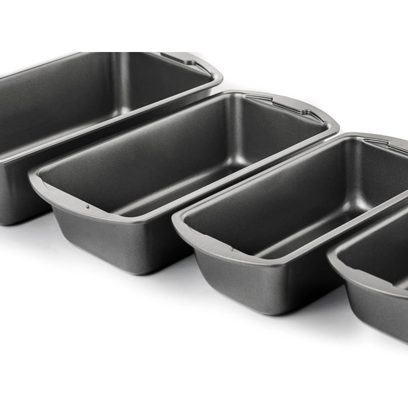Deluxe Nonstick Gray Carbon Steel Loaf Pan Set, 4-Piece