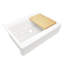 Évier de cuisine Parker 34 po en argile réfractaire blanche éclatante Quick-Fit® à encastrer, style ferme, avec façade arrondie, cuve unique et 3 trous pour robinetterie-132981569
