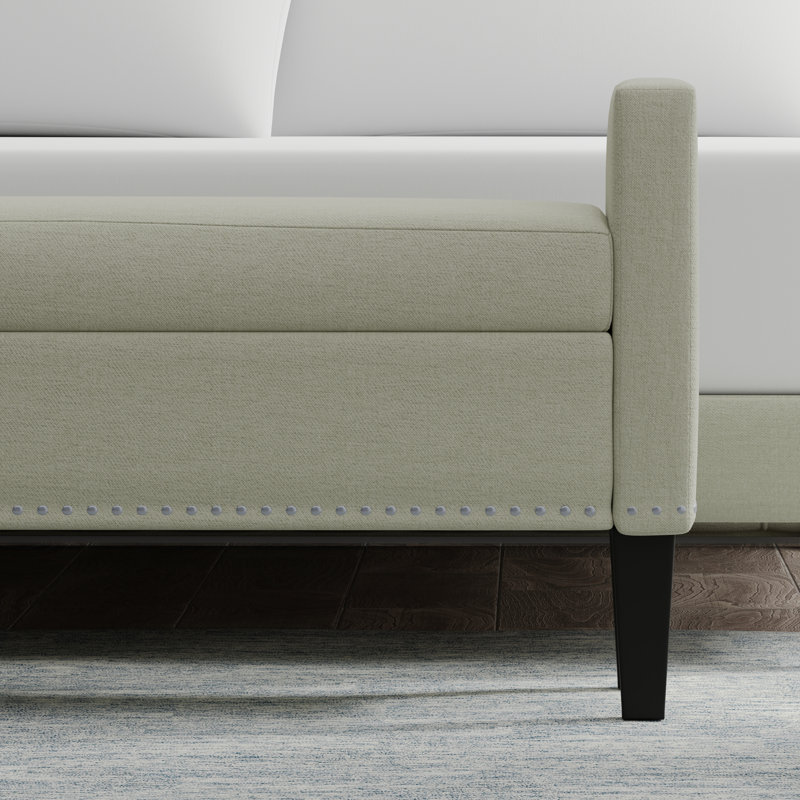Banc de rangement rembourré Macrina, Beige, H 24 po x l 46,06 po x P 17,8 po