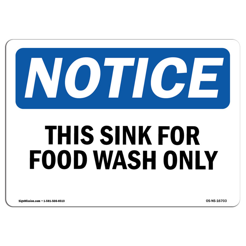 AVIS Cet autocollant pour lavabo uniquement pour aliments 14 po x 10 po