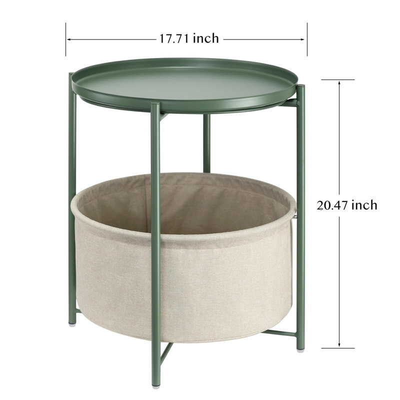 Table d'appoint avec panier, Vert foncé