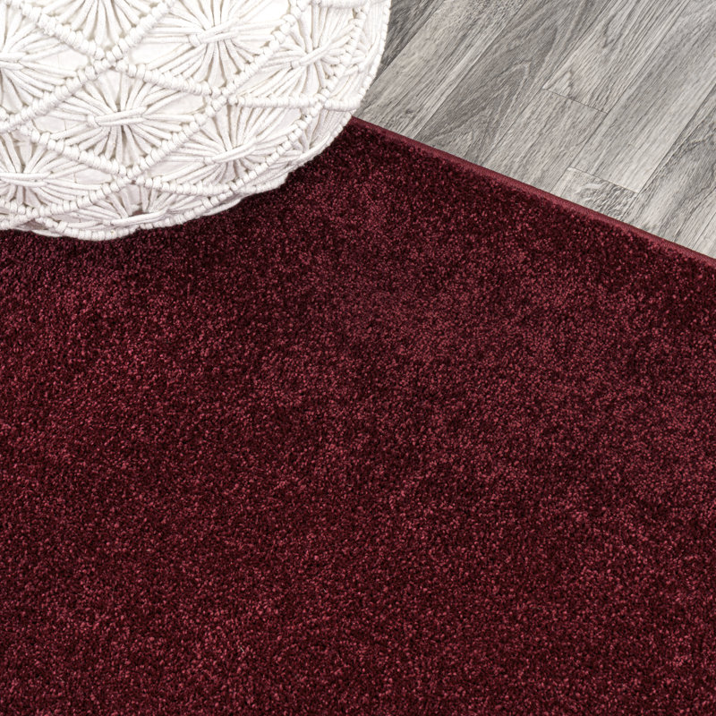 Arbelle Solid Low-Pile Dark Red Rug, Rectangle 12' x 15'