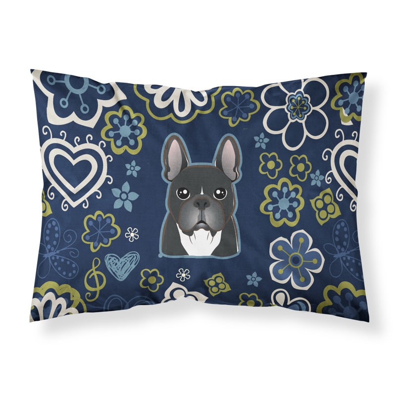 Taie d’oreiller floral, Bouledogue français noir