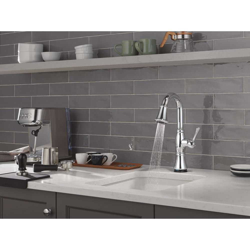 Delta Cassidy Touchless Pull Down Bar Faucet with Touch Technology ...