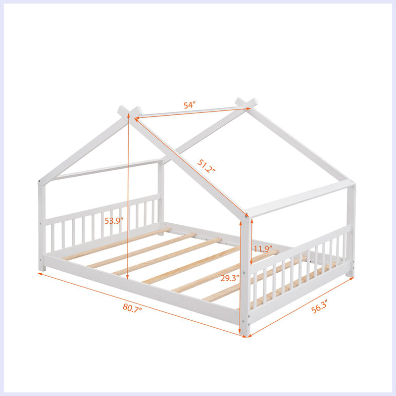 Lit en bois Modern House, Blanc, Complète