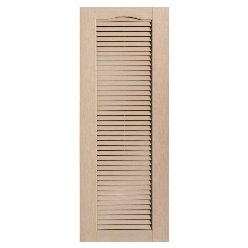 Cathedral Top Full-style Open Louvre Shutters Pair, 73", Sandstone, 9"