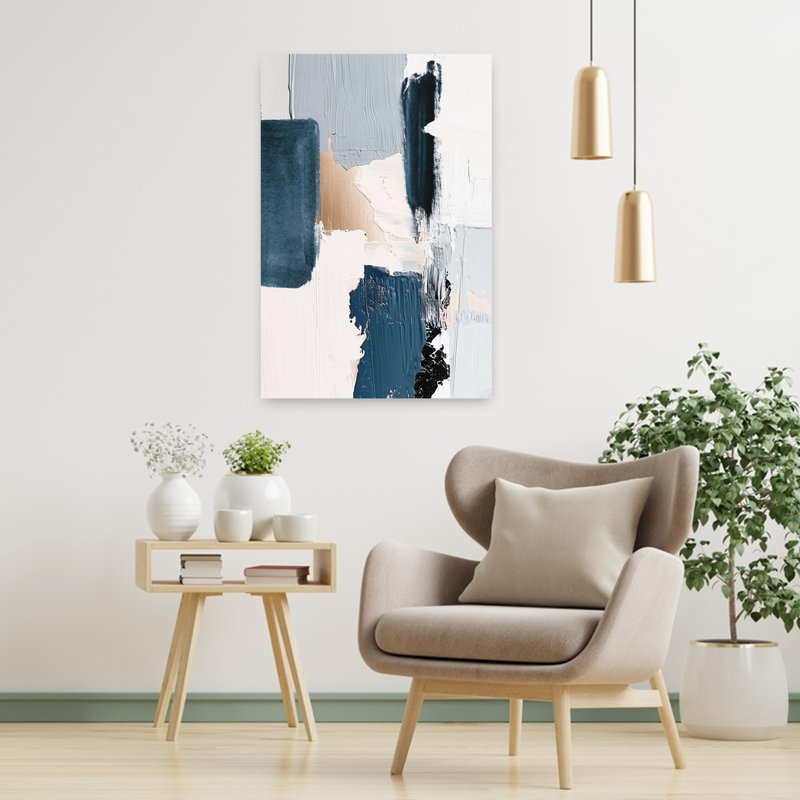 Affiche murale abstraite et contemporaine audacieuse bleu profond, 36" H x 24" W