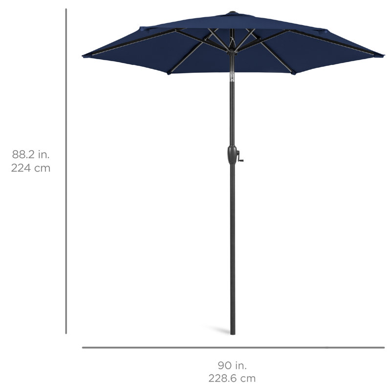 Keven 7.5ft Heavy-Duty Outdoor Market Patio Umbrella w/ Push Button Tilt, Easy Crank, Navy Blue