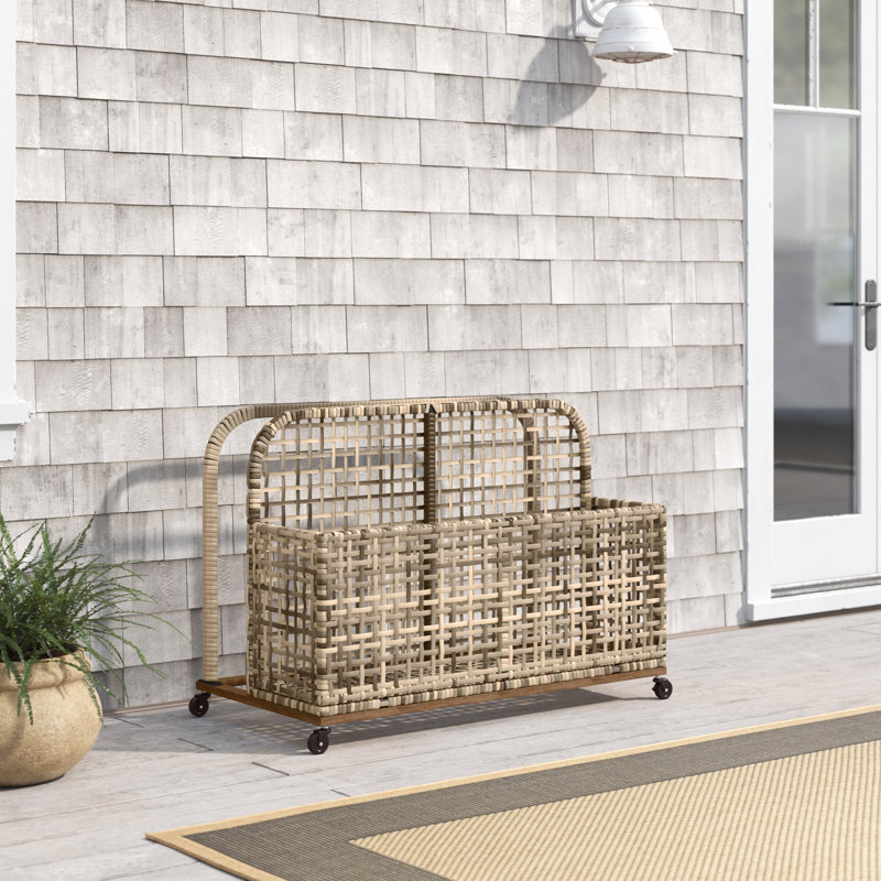 Birch Lane™ Broughton 43.5'' W 30 Gallons Water Resistant Metal Towel Valet with Wheels in Distressed Gray/Brown
