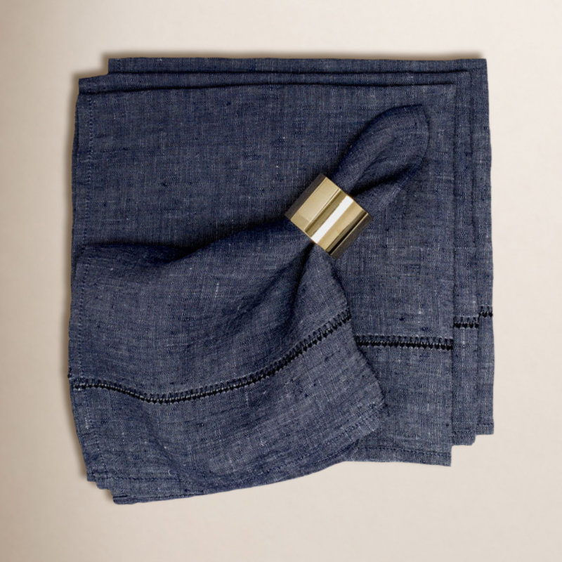 Blisse Linen Square Napkin, Dark Denim Blue