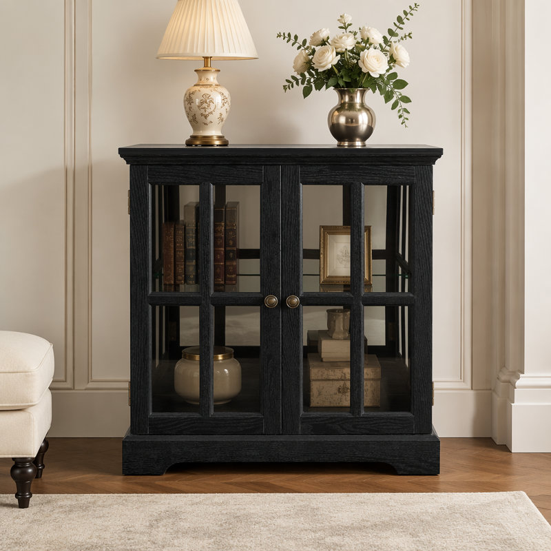 Vitrine de style antique à DEL avec tablettes réglables, vitrine de qualité rétro pour la décoration, le rangement et l'organisation.