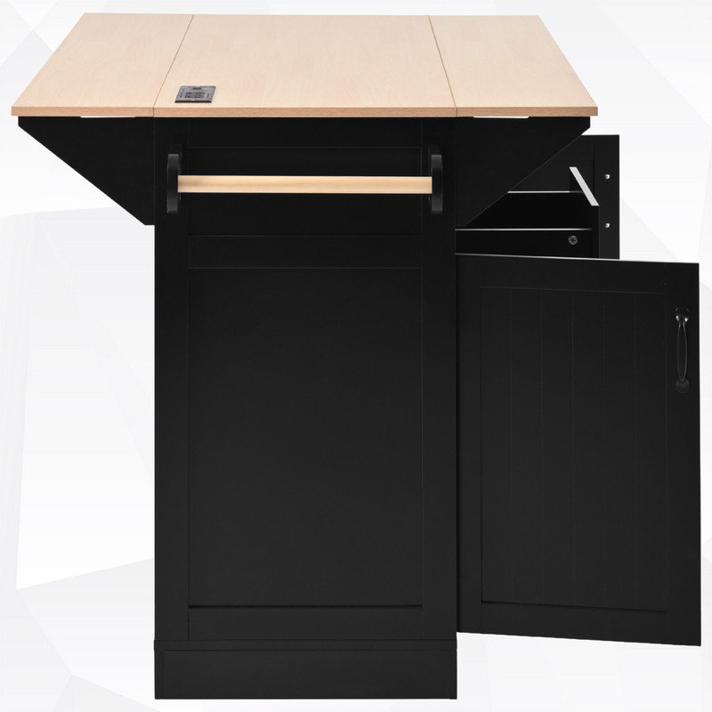 Table de salle à manger rectangulaire extensible avec 2 abattants pour 4, Noir