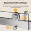 Porte de douche coulissante simple sans cadre de 56 à 60 po x H 76 po avec fermeture en douceur, verre trempé de 3/8 po (10 mm), installation réversible, conception imperméable, finition nickel brossé-124970618