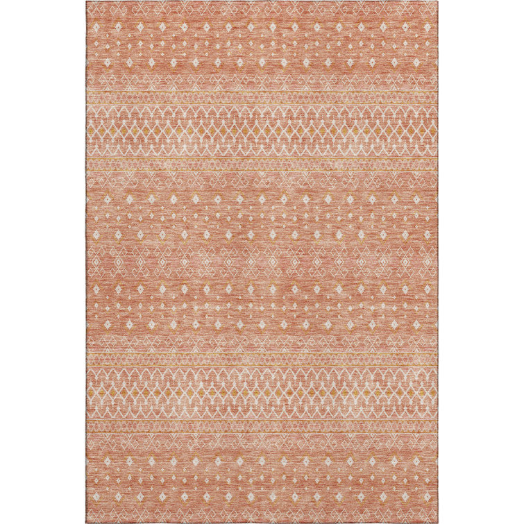 Premium Machine Washable Prisco Salmon Rug