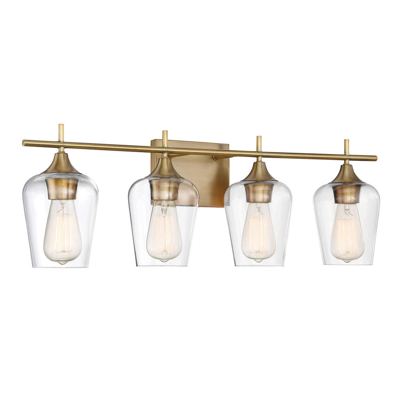 Éclairage pour meuble-lavabo à intensité variable Breena en laiton chaud, Laiton chaleureux, Clear