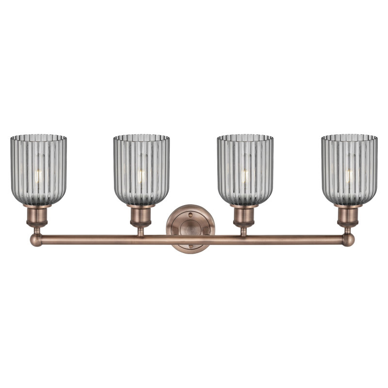 Fiennes 4 - Light Dimmable Vanity Light, Antique Copper, Smoke Gray