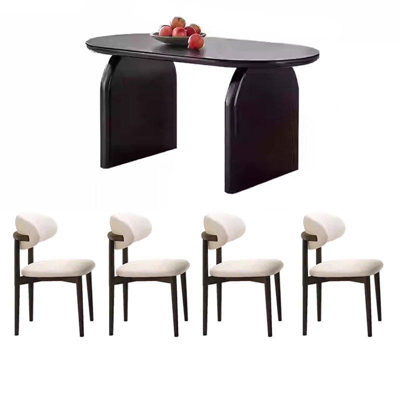 Table et chaise de salle à manger de style crème minimaliste, H 29,5 po x L 62,9 po x l 31,4 po