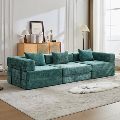 Compression Convertible Floor Sofa Bed With Fixed - Shape Frame, Boneless Modular Sectional Design, No Assembly Required, Ideal For Multiple Living Spaces