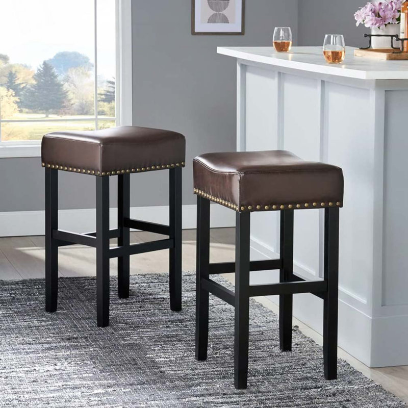 Tabouret de bar 30 po en cuir reconstitué sans dossier, Brun