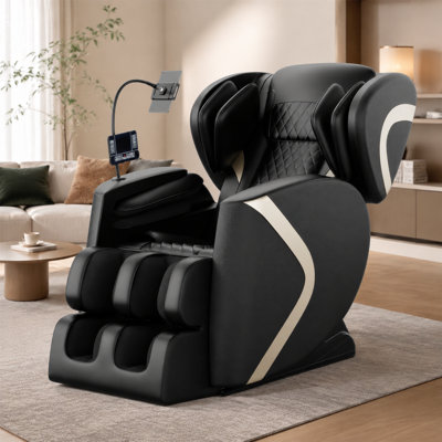 Fauteuil inclinable de massage en polyuréthane noir de 40,22 pouces de hauteur, 5 modes automatiques, coussins gonflables pour les épaules, les bras, les hanches et les mollets