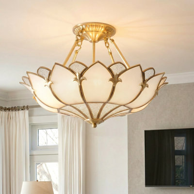 3 - Light 19" Modern Blossom Semi Flush Mount Chandelier Dimmable