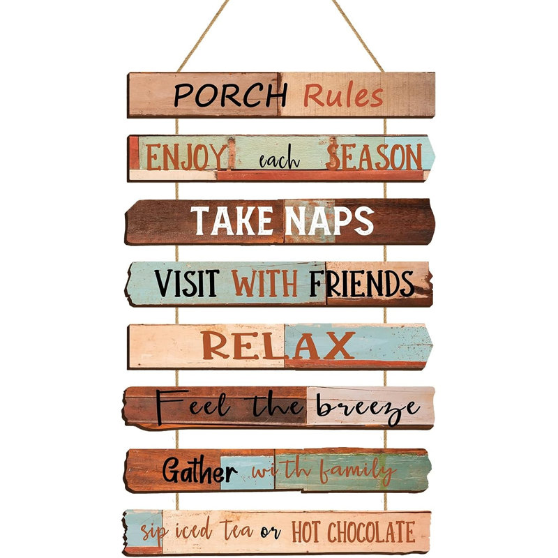Décoration murale de style rustique avec des citations réconfortantes comme «Relax» et «Take a Break» - parfaites pour les maisons et les fermes.