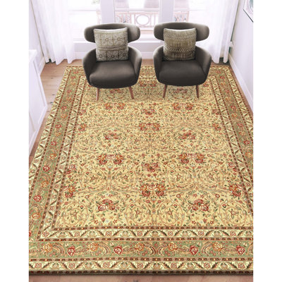Tapis rectangulaire en laine noué à la main