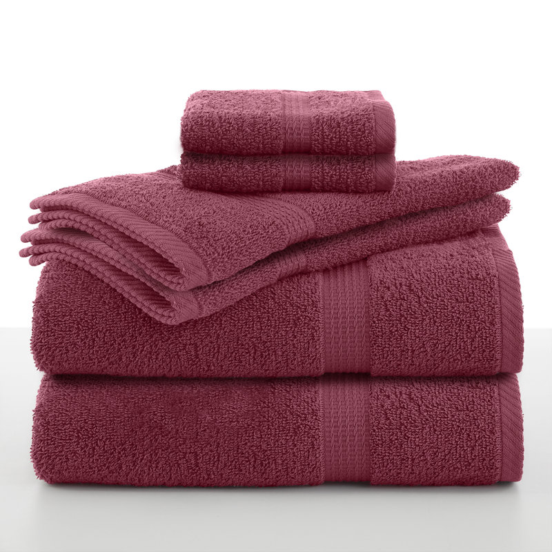 Essentials 6-Piece Bath Towel Set, Soft Red