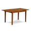 L'ensemble de salle à manger 5 pièces comprend une table de salle à manger rectangulaire avec rallonge papillon et 4 chaises en bois brun selle