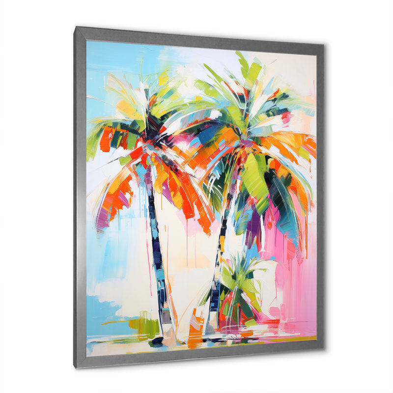 Colell Palm Trees Palm IV sur toile, Cadre photo argenté, H 40 po x l 30 po x P 1,5 po