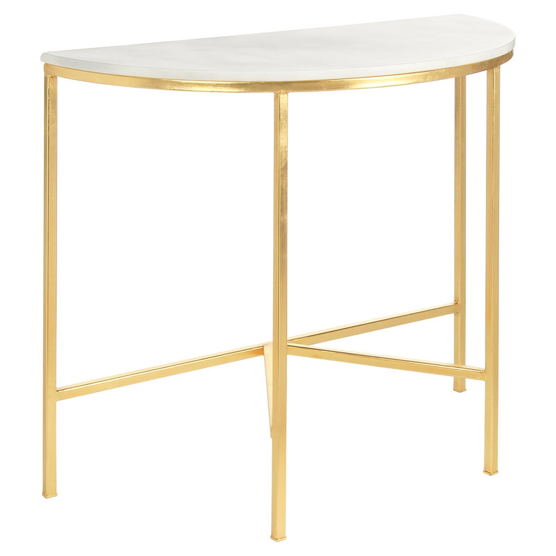 Vermont 38'' Console Table, Gold Leaf, Carrera Marble