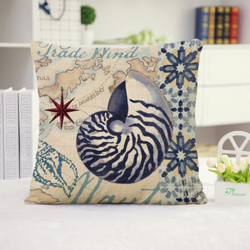 Set of 2 Sea Lives Sea Snell print Throw Pillows FULL set with INSERTs 18"x18"