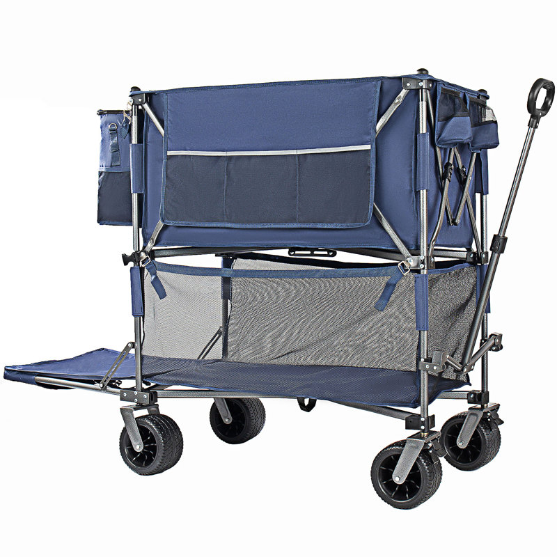 Double-Layer Wagon With Brakes, Dark Blue